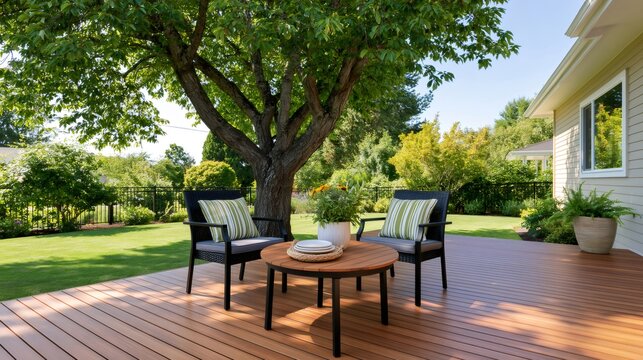 Backyard deck with outdoor furniture for relaxation
