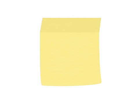 Un post-it jaune carr&eacute; et vierge, isol&eacute; sur un fond blanc pur, id&eacute;al pour ajouter des notes, des rappels ou des messages importants dans vos projets de design, pr&eacute;sentations professionnelles ou