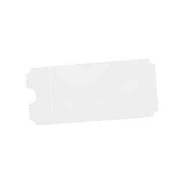 Blank white raffle ticket stub isolated on white background for event entry design