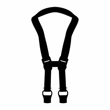 Black adjustable shoulder harness strap - Simple black adjustable shoulder harness with two buckle straps for securing or carrying items, clean and minimalist design.
