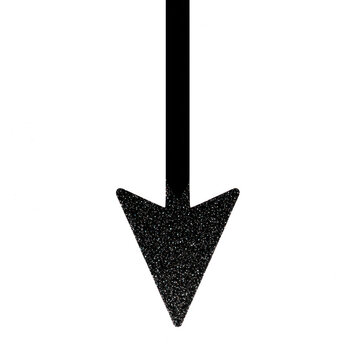 Black arrow pointing down isolated on white background for web design and UI navigation