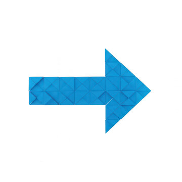 Blue geometric arrow shape isolated on white background