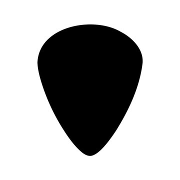 Minimal black guitar pick shape icon - Clean black guitar pick silhouette vector icon with smooth edges, ideal for music or instrument-related designs.