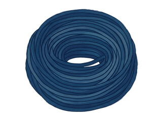 Fototapeta premium Une illustration vectorielle d'une bobine de corde bleue enroulée en cercle, présentée sur un fond blanc pur, idéale pour des projets de bricolage, de construction, de navigation ou de design
