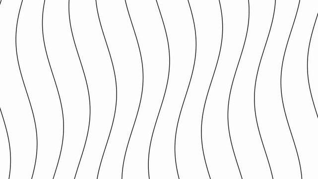 Abstract Animated Wavy Black Lines on White Background