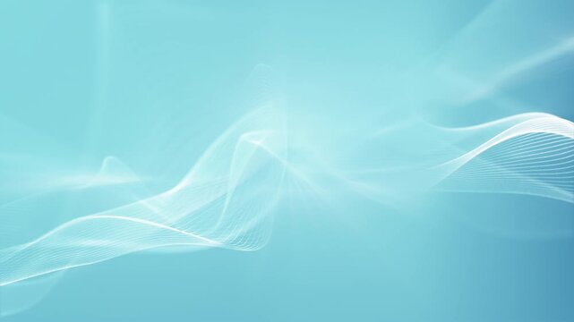 Abstract light blue background with smooth flowing wave lines for technology and business design