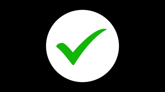 Check mark symbol. approved tick mark icon, Check mark icon animation , right mark icon. check box, tick box, green checkmark. alpha channel 4k motion video