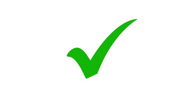 Green check mark on transparent background. Check mark symbol. Check mark icon animation , right mark icon. check box, tick box, green checkmark.  approved tick mark icon, 4k animation videos