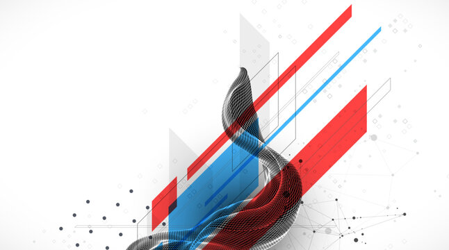 Modern abstract wave art background is made in a frame style. Template for science and technology presentation. Vector.