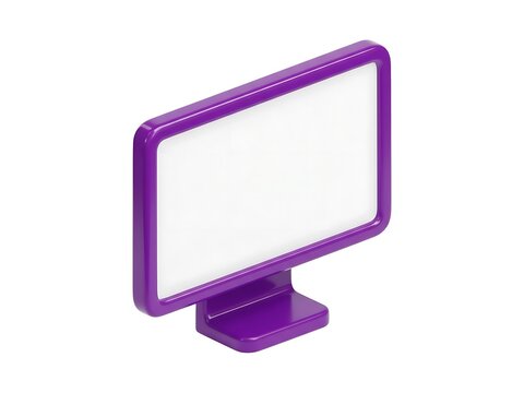 A small purple plastic sign holder with a blank white rectangular display