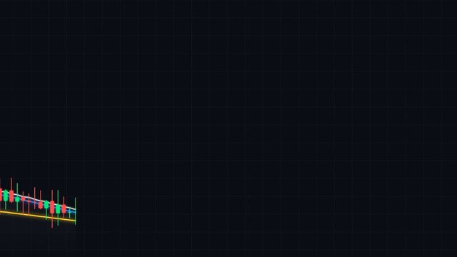 Financial Candlestick Chart Growth Animation on Dark Background