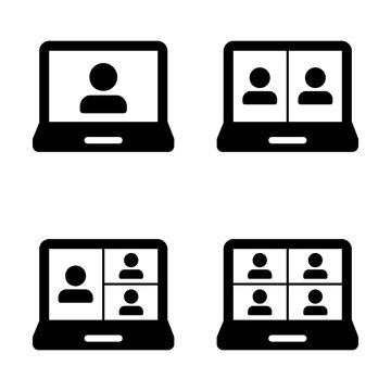 Online meeting icon set svg cut file. Isolated vector illustration.