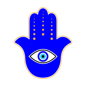 Hamsa hand evil eye svg cut file. Isolated vector illustration.