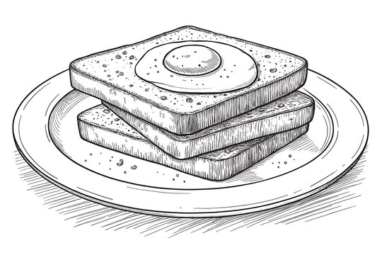 Three toasted bread slices on a plate with a hole in the middle