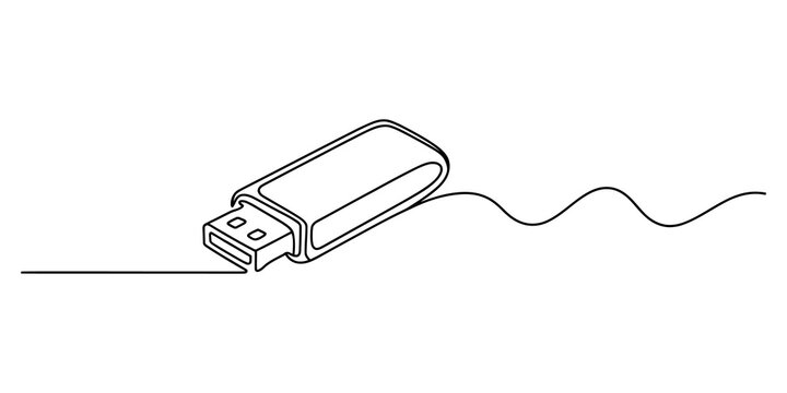 Usb flash drive drawn with a single continuous black line art