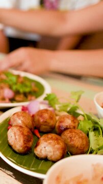 Grilled Thai Isan Sausages and Pork Jowl Served at Bangkok Restaurant