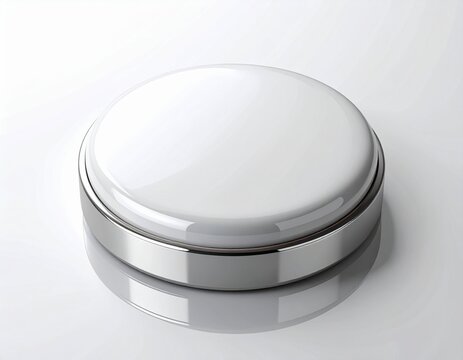 A single blank white circular push button with a metallic silver base.