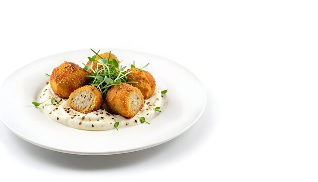 Taro root gourmet croquettes premium commercial food photography