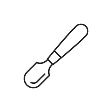Minimalist line art icon of an edge beveler tool used for trimming leather borders.