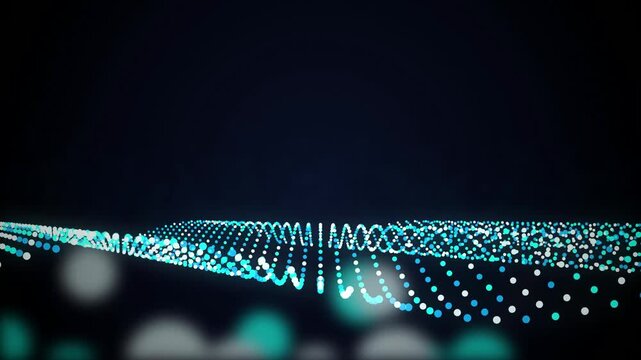 Glowing particle grid waving seamless loop motion background