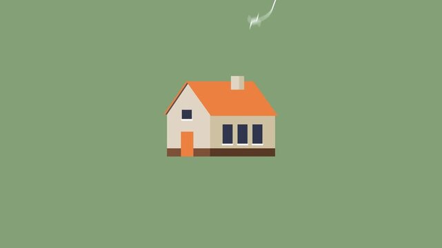2D animation of a suburban house surrounded by a barbed wire ring home security property protection concept