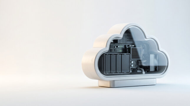 Cloud icon representing digital storage and data services on white