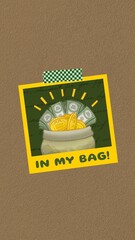 Naklejka premium Treasure money bag phone wallpaper, brown background