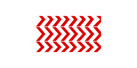 Fototapeta premium Pattern of red arrow icons in chevron style for directional flow and motion indicators.