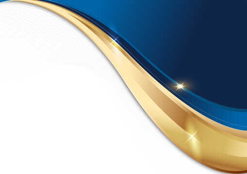luxury corporate certificate background with a formal blue and gold curve template