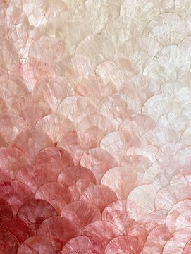 Delicate capiz shell mosaic with ombre pink and white tones