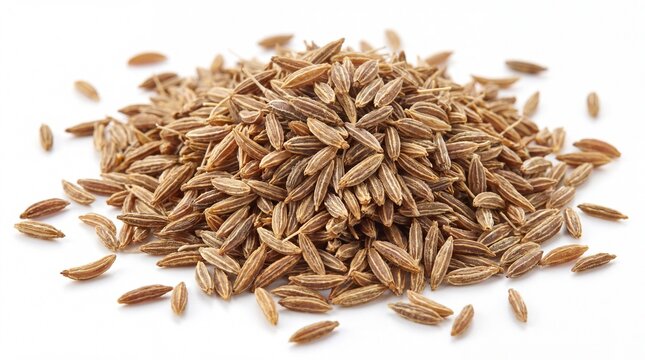 pile of cumin seeds isolated on white background white background