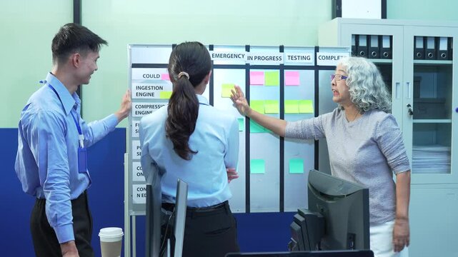 Office brainstorm, Asian people teamwork and development for web layout a software and coding technology.