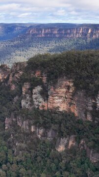 Sandstone Cliffs and Eucalyptus Forest in Jamison Valley Blue Mountains