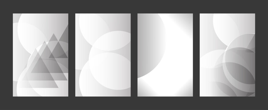 Modern Abstract Grey poster background vector set. Modern cover templates with grey geometric shapes and optical illusion design for , banner, wallpaper and social media.