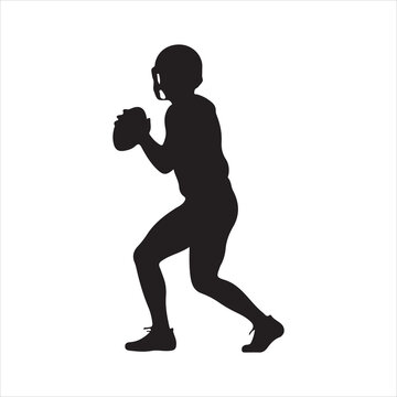 American football quarterback holding ball in a stationary passing stance silhouette