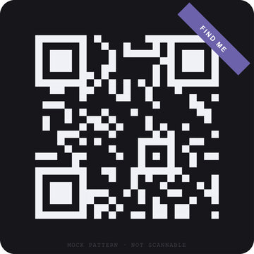 Minimalist QR code vector, digital scan pattern on black background, modern barcode graphic for mobile marketing and tech branding