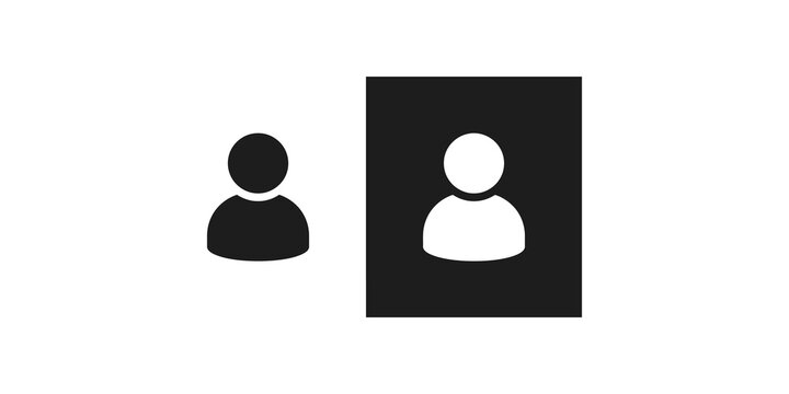 User icon set including solid black and negative silhouette designs for interface profile identification.