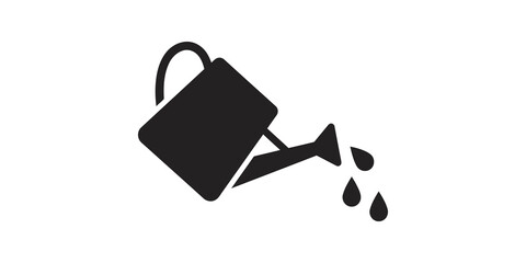 Black watering can with water droplets icon isolated on transparent background for gardening. © Saba