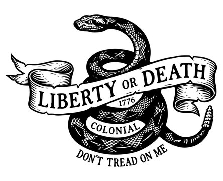 Colonial Liberty or Death Snake and Banner Vintage Illustration