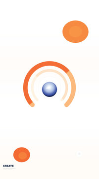 Minimalist abstract vector illustration, geometric orange circles and blue sphere, modern graphic design element for branding
