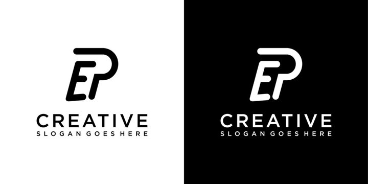 EP or PE initial letter logo design vector concept