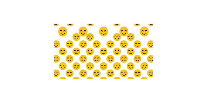 Yellow smiley face pattern isolated on transparent background for cheerful design themes.