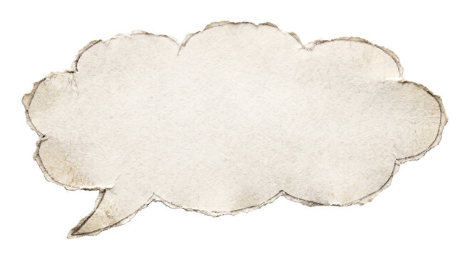 Torn paper speech bubble with rough edges on a white background