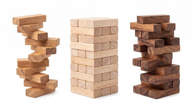 Wooden Blocks Tower Stacking Balance Jenga Game Toy Leisure On Transparent Background