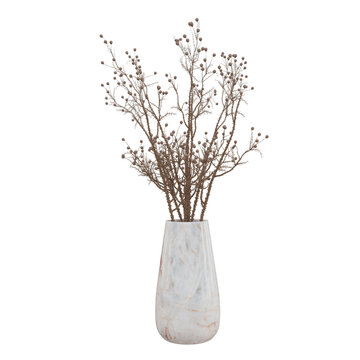 3D Delicate dry branches arranged in a marble stone vase, isolated, creating an elegant botanical display for wedding decor, interiors, floral design, seasonal projects decor