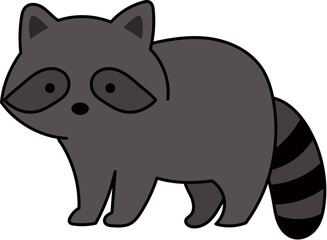Naklejka premium Cute Raccoon Character Illustration Collection in Simple Cartoon Style