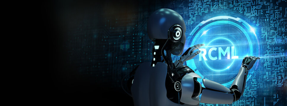 Robot Control Meta Language technology concept. RCML. 3d illustration