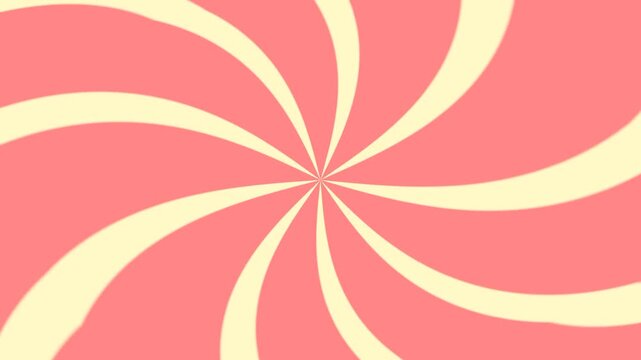 Retro Pink and Cream Hypnotic Spiral Swirl Motion Background