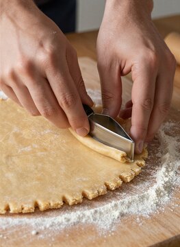 Captures Close Of Individuals Hands As Engaged In Process Baking Pastry Making Person To Fair Skin With Pores On Fingers Suggesting