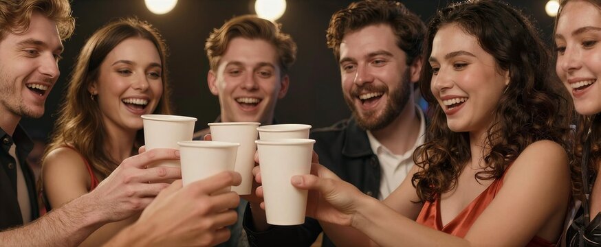 Captures Group Of Seven Young Adults Engaged In To Social Gathering Celebration Main Subject Individuals Themselves With Attention